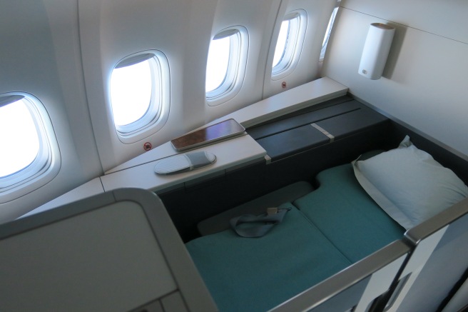 a bed in an airplane