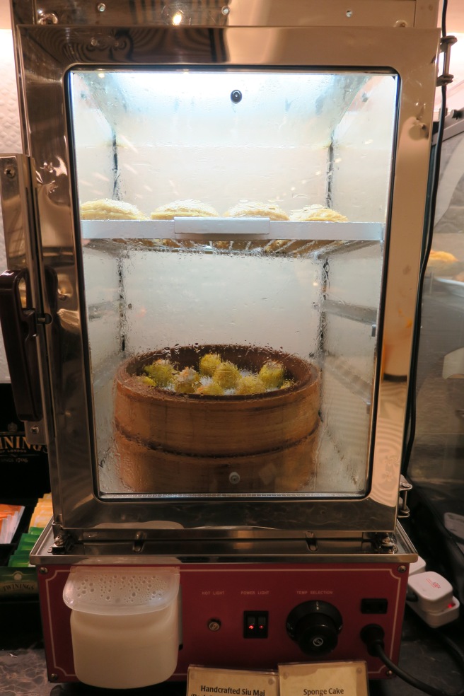 a food in a glass case