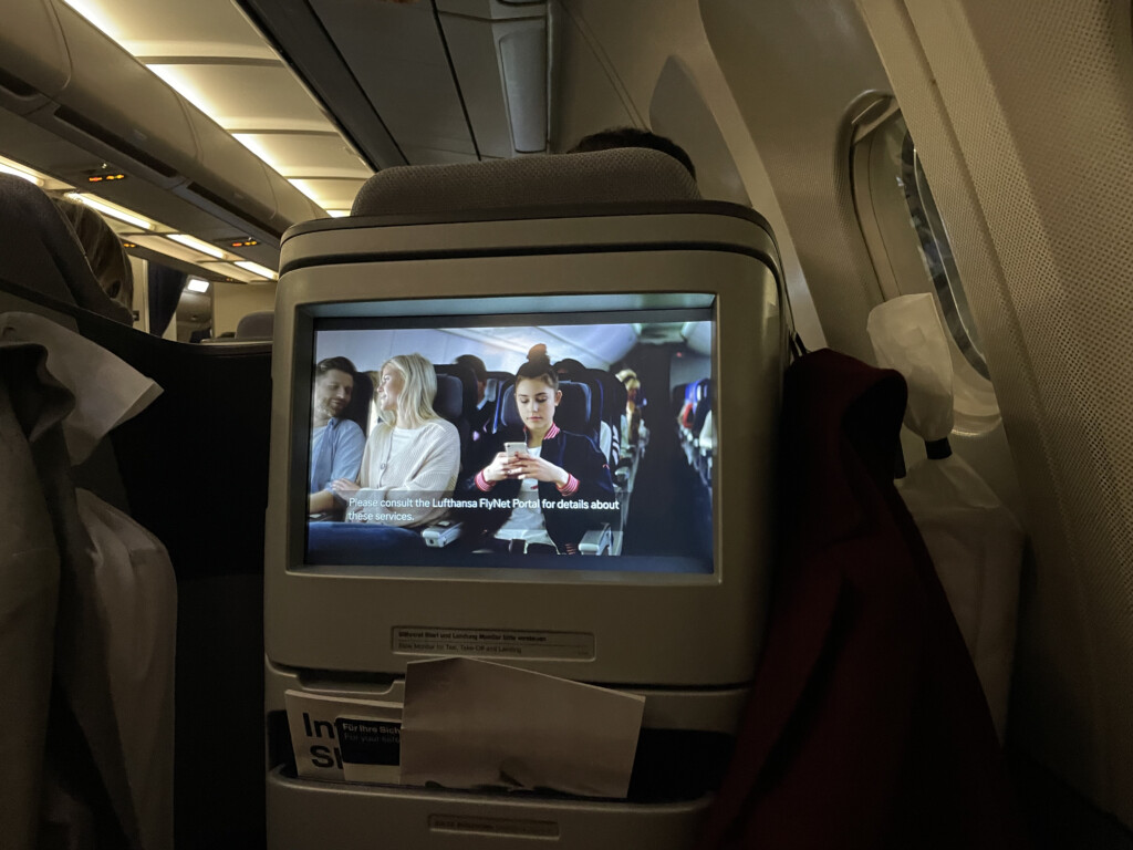 a tv on an airplane