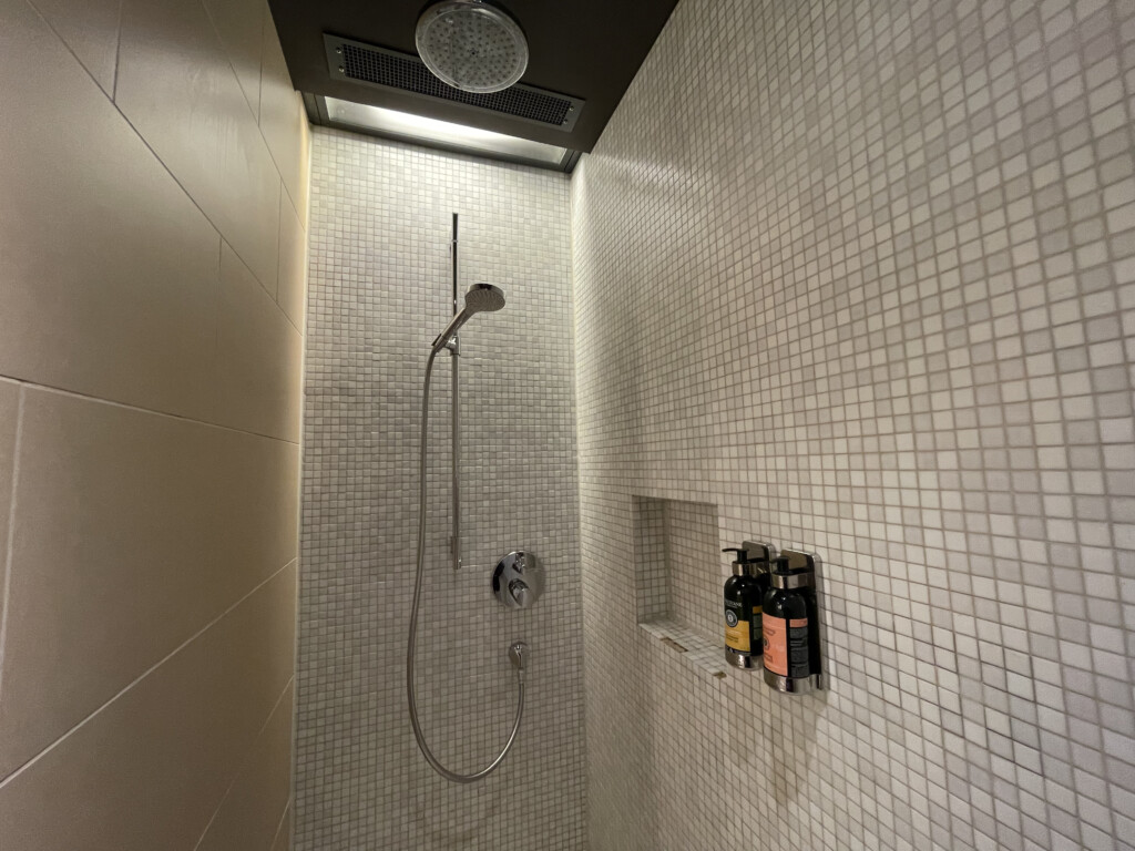 a shower with a shower head