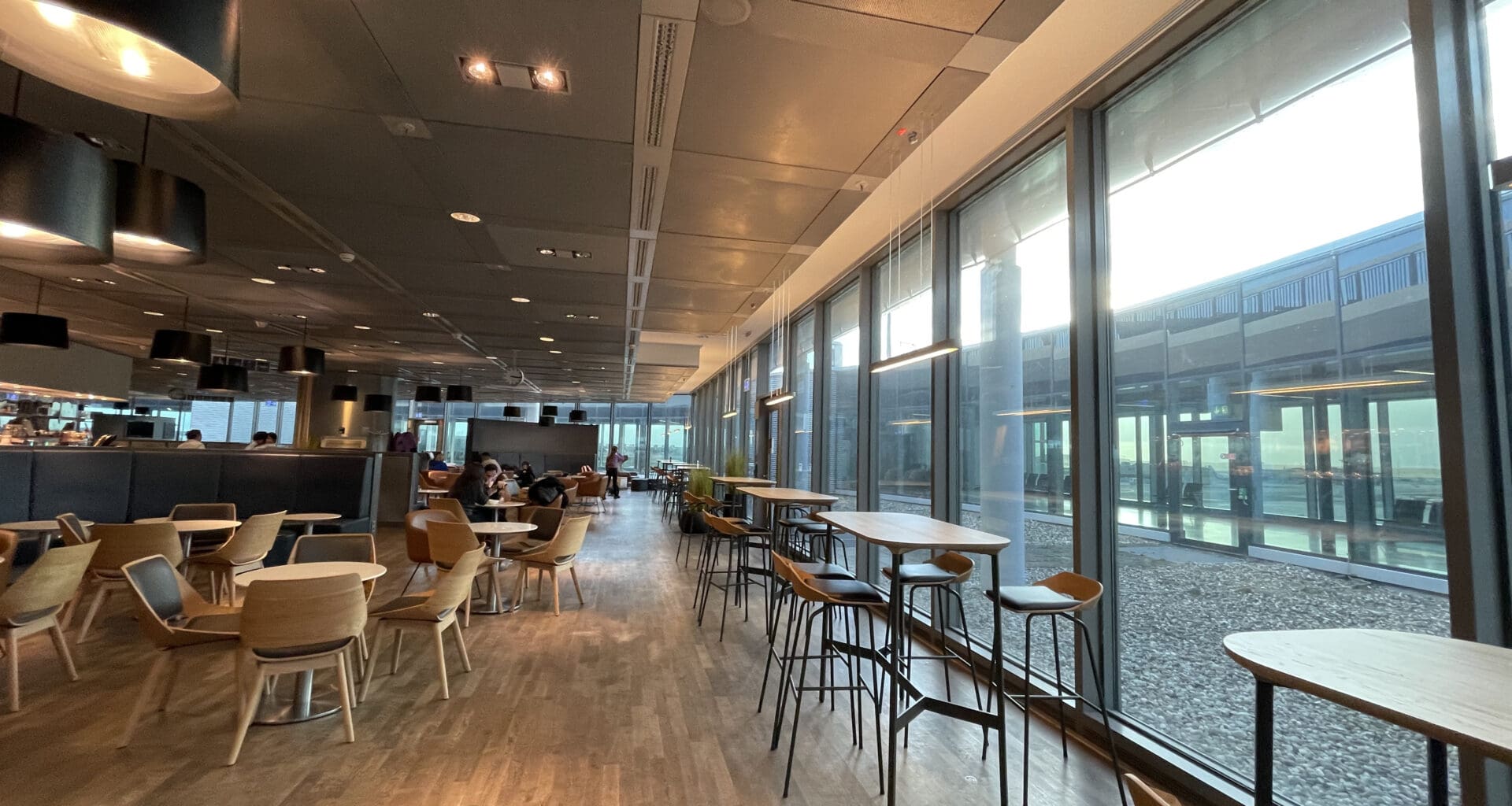 a room with tables and chairs