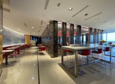 a room with tables and chairs