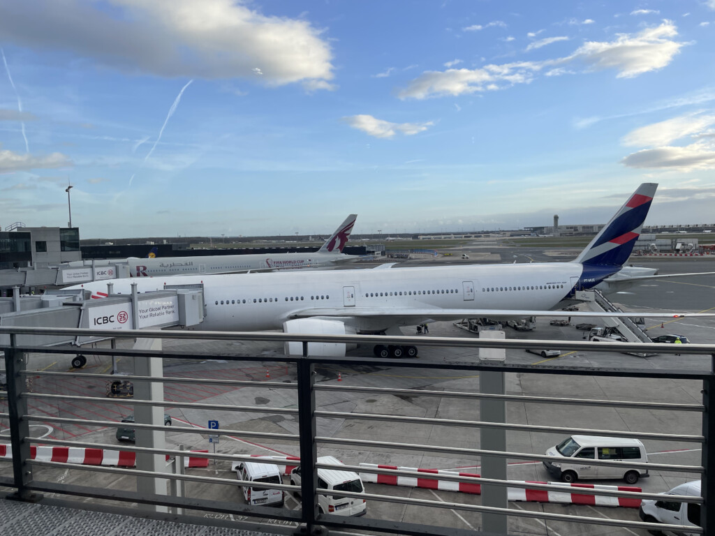 a plane parked at an airport