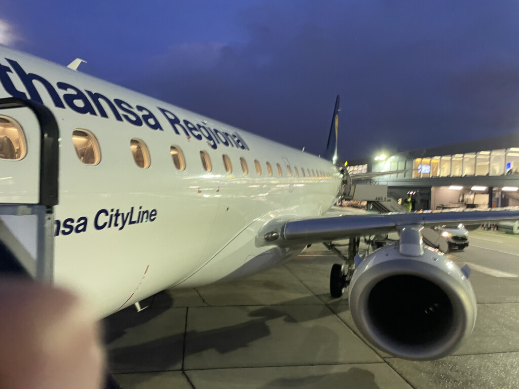 a plane parked at an airport