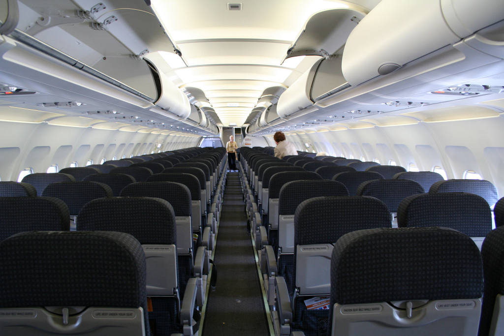 an airplane with rows of seats