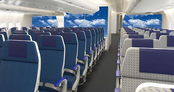 a row of seats in an airplane