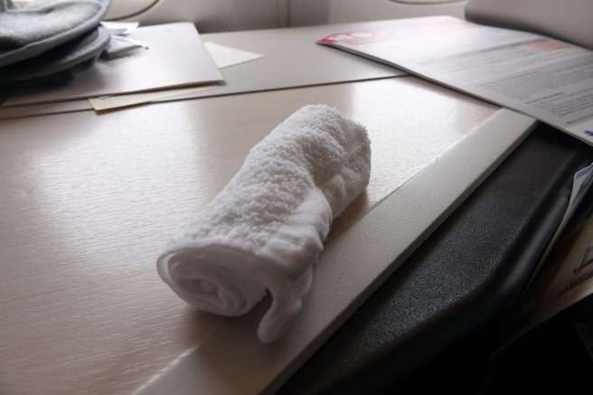 a white towel on a table