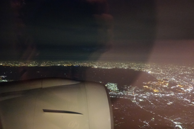 a view of a city from an airplane