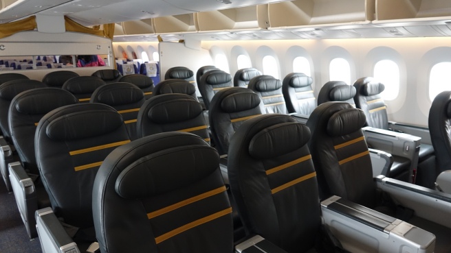 a row of seats in an airplane