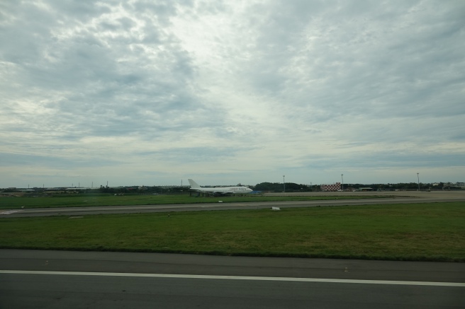 a plane on the runway