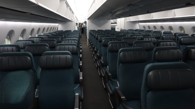 a row of seats in an airplane