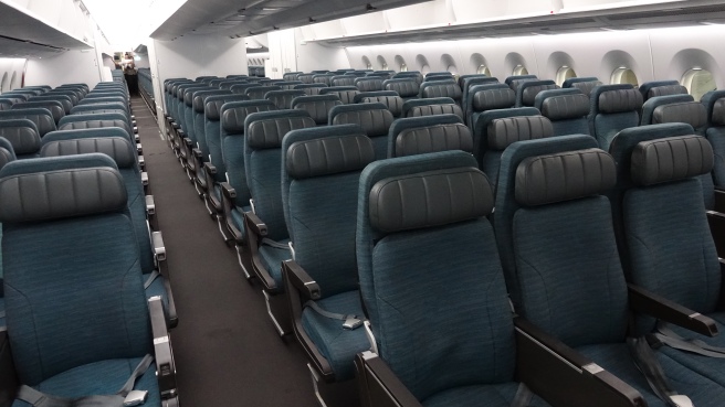 a row of seats in an airplane