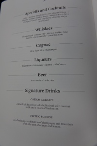 a menu with black text