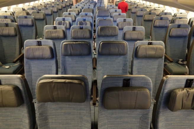 a row of seats in an airplane