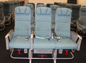 a row of seats in an airplane