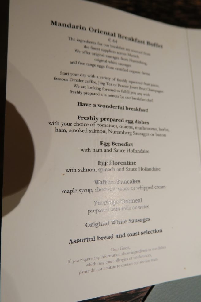 a menu of a restaurant