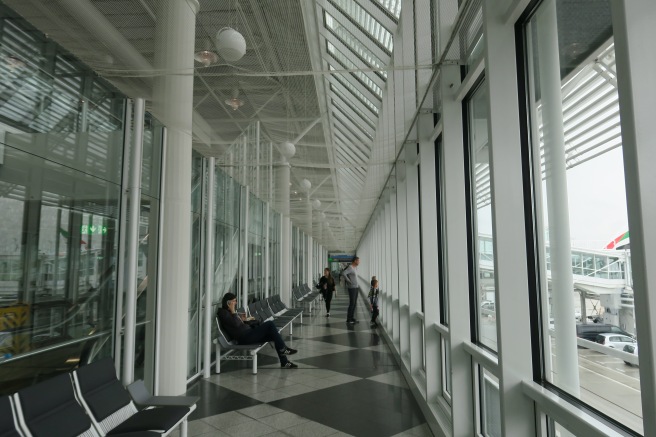 people sitting in a hallway