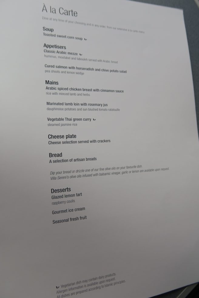 a menu on a table