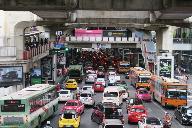 a traffic jam in a city