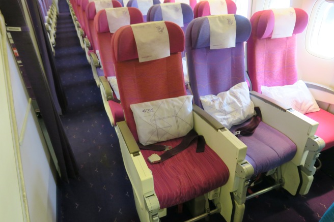 a row of seats in a plane