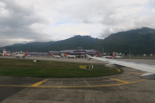 a plane wing on the runway