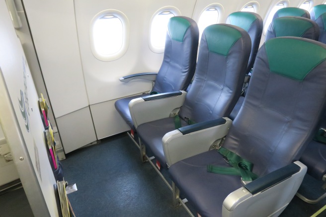 a row of seats in an airplane