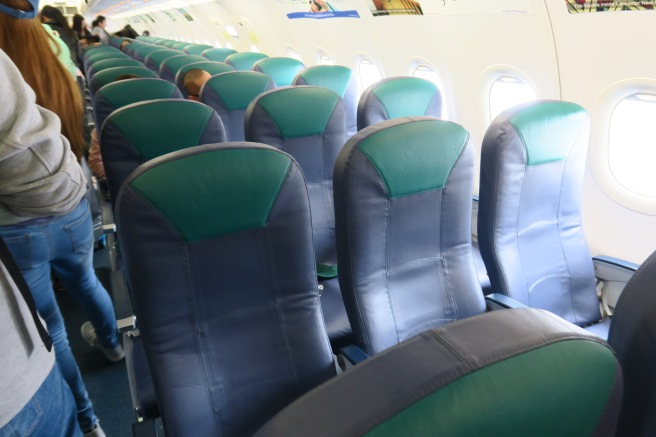 a row of seats on an airplane