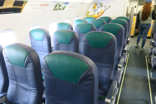 a row of seats on an airplane