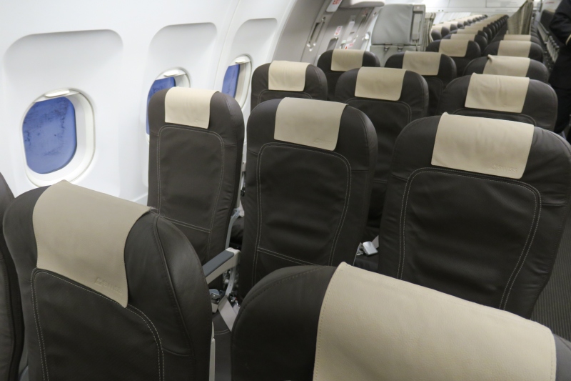 a row of seats in an airplane