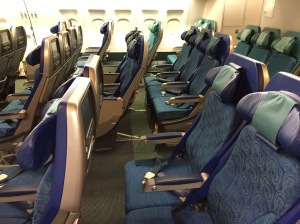 a row of seats in an airplane