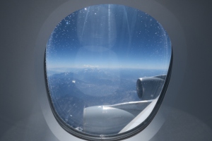 a view of the sky from an airplane window