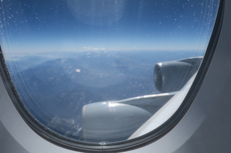 a view of the sky from an airplane window