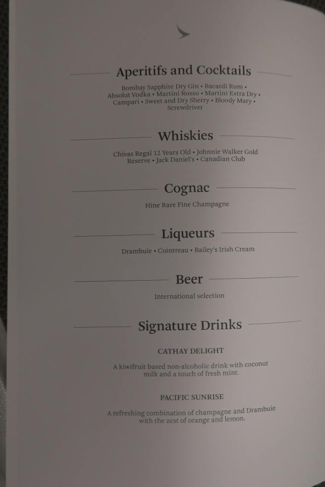 a menu of drinks