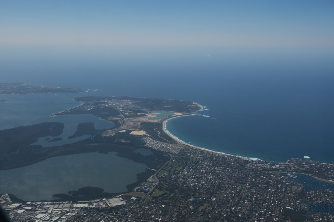 aerial view of a body of water and land