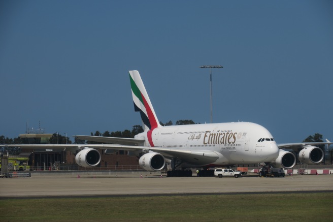 a large airplane on a runway