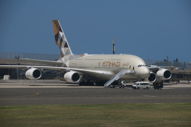 an airplane parked on a runway