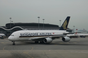 a large airplane on the runway