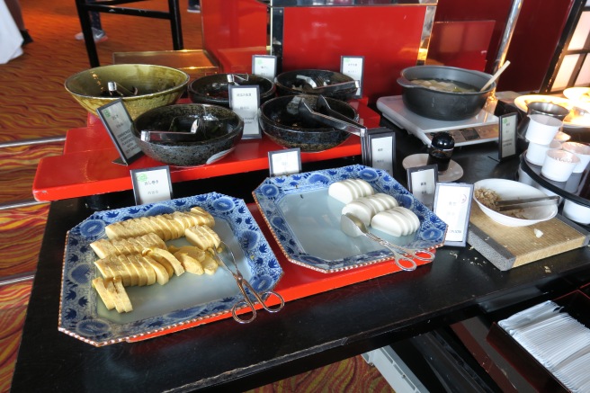 a table with plates of food