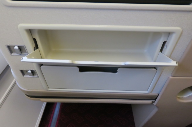 a drawer in an airplane