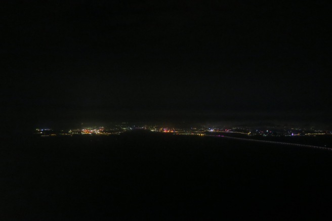 Marfa lights at night with lights