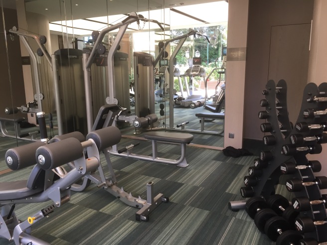 a room with gym equipment