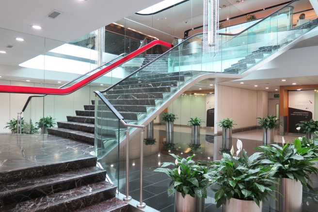 a staircase in a building