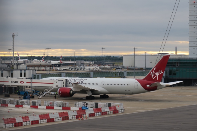 a large airplane parked at an airport