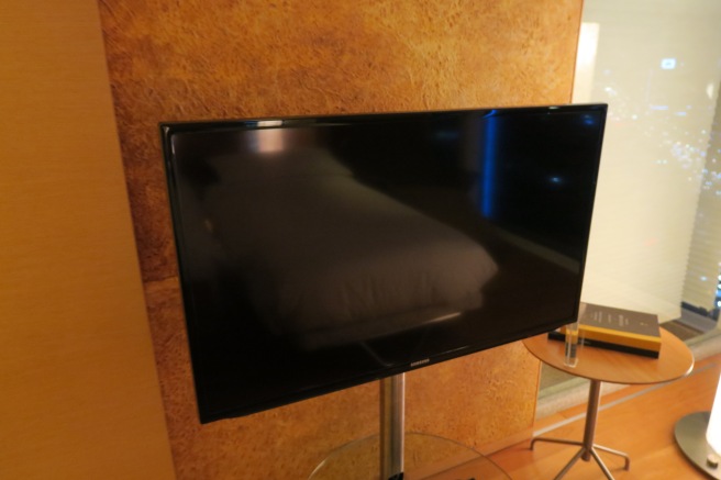 a tv on a stand