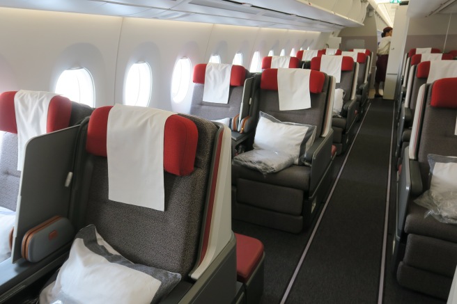 a row of seats on an airplane