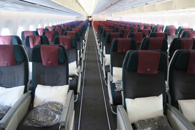 rows of seats in an airplane