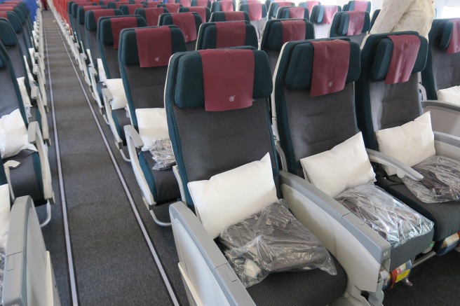 a row of seats in an airplane