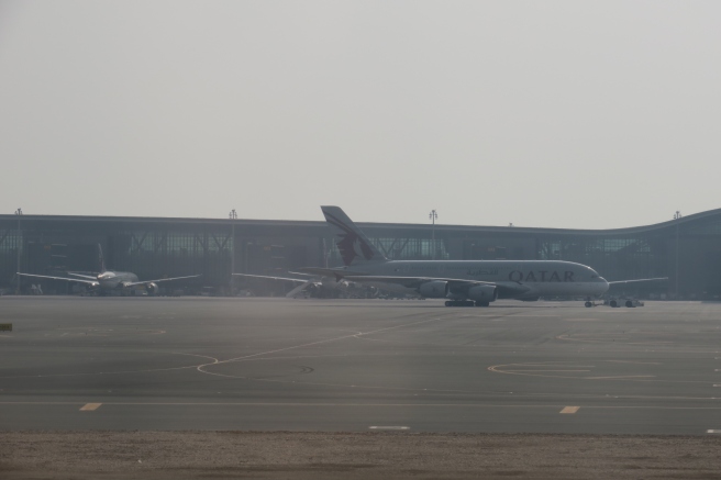 a plane on the runway