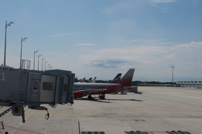 a group of airplanes at an airport