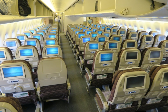 rows of seats in an airplane